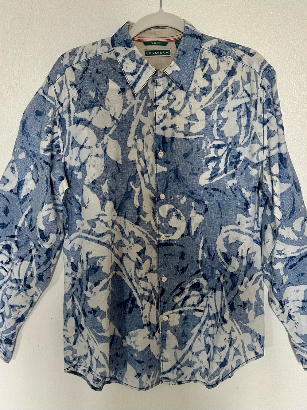 Cubavera Blue & White Floral-Print Lightweight Shirt Jacket